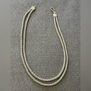Vintage Sterling Silver Popcorn 66g 18” Long Caviar Chain Double Strand Necklace